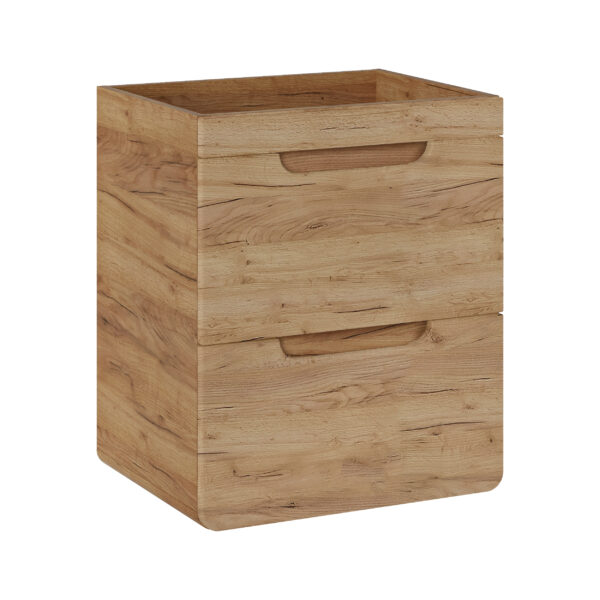 Wall-Mounted Vanity Unit with Washbasin and Siphon ARVIDA – Oak Finish – 2 Drawers – 60 x 59 x 46 cm - Image 4