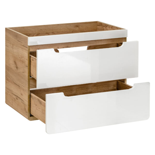 Wall-Mounted Vanity Unit with Washbasin and Siphon ARVIDA – White – 2 Drawers – 60 x 59 x 46 cm - Image 2