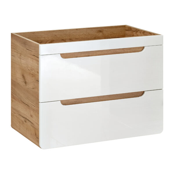 Wall-Mounted Vanity Unit with Washbasin and Siphon ARVIDA – White – 2 Drawers – 60 x 59 x 46 cm - Image 3