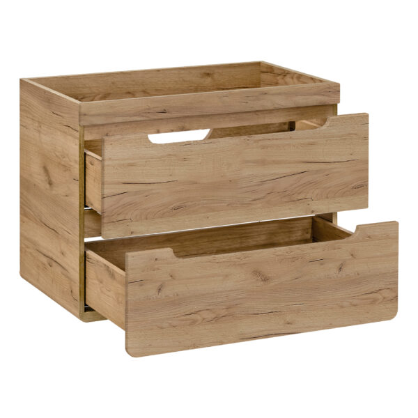 Wall-Mounted Vanity Unit with Washbasin and Siphon ARVIDA – Oak Finish – 2 Drawers – 80 x 59 x 46 cm - Image 3
