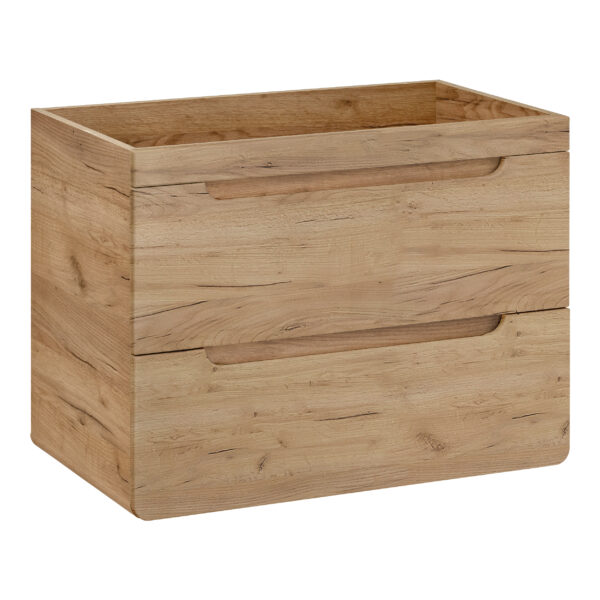 Wall-Mounted Vanity Unit with Washbasin and Siphon ARVIDA – Oak Finish – 2 Drawers – 80 x 59 x 46 cm - Image 5