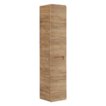 Tall Wall-Mounted Bathroom Cabinet ARVIDA – Oak Finish – 2 Doors – Built-In Basket – 35 x 170 x 35 cm