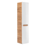 Tall Wall-Mounted Bathroom Cabinet ARVIDA – White – 2 Doors – Built-In Basket – 35 x 170 x 35 cm