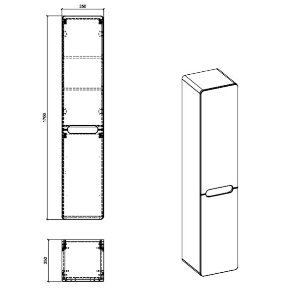 Tall Wall-Mounted Bathroom Cabinet ARVIDA – White – 2 Doors – Built-In Basket – 35 x 170 x 35 cm - Image 3