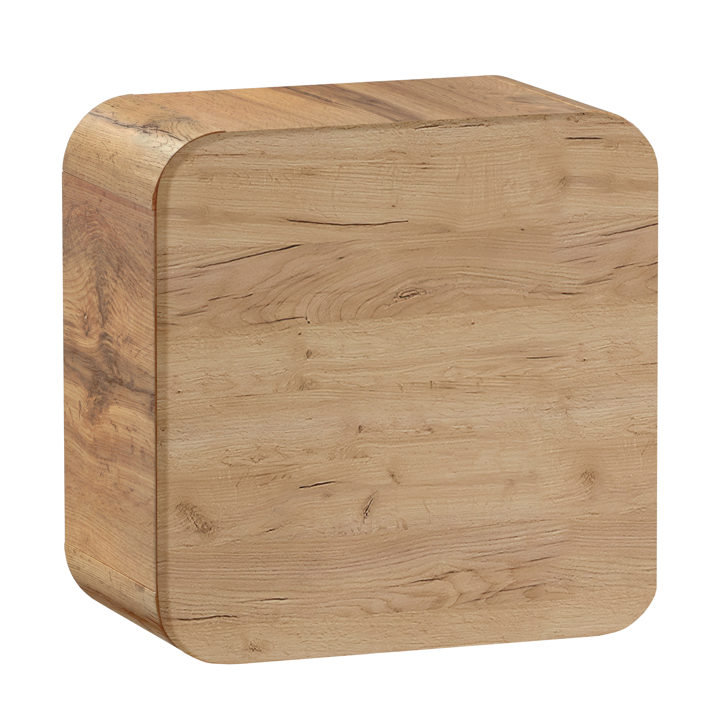 XMEBLAZSZKCM00201101_00-2.jpg Square Wall-Mounted Bathroom Cabinet ARVIDA – Oak Finish – Rounded Corners – 35 x 35 x 22 cm - Image 1