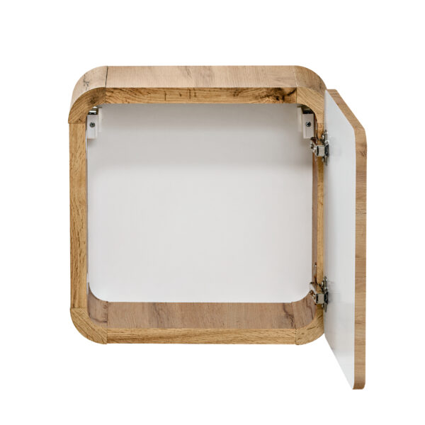Square Wall-Mounted Bathroom Cabinet ARVIDA – Oak Finish – Rounded Corners – 35 x 35 x 22 cm - Image 3