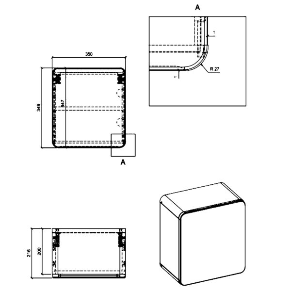 Square Wall-Mounted Bathroom Cabinet ARVIDA – White – Rounded Corners – 35 x 35 x 22 cm - Image 3