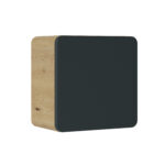 Square Wall-Mounted Bathroom Cabinet ARVIDA – Oak Finish – Grey Front – Rounded Corners – 35 x 35 x 22 cm