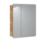 Wall-Mounted Bathroom Mirror Cabinet ARVIDA – Oak Finish – 2 Doors – 60 x 75 x 16 cm