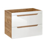 Wall-Mounted Vanity Unit ARVIDA – White – 2 Drawers – 60 x 59 x 46 cm