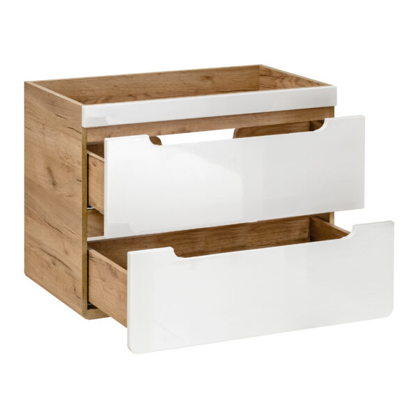 Wall-Mounted Vanity Unit ARVIDA – White – 2 Drawers – 60 x 59 x 46 cm - Image 2
