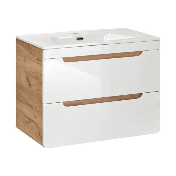 Wall-Mounted Vanity Unit ARVIDA – White – 2 Drawers – 60 x 59 x 46 cm - Image 6