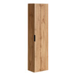 Tall Wall-Mounted Bathroom Cabinet ADEN – Wotan Oak – Grooved Fronts – 35 x 140 x 25 cm