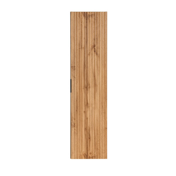 Tall Wall-Mounted Bathroom Cabinet ADEN – Wotan Oak – Grooved Fronts – 35 x 140 x 25 cm - Image 5