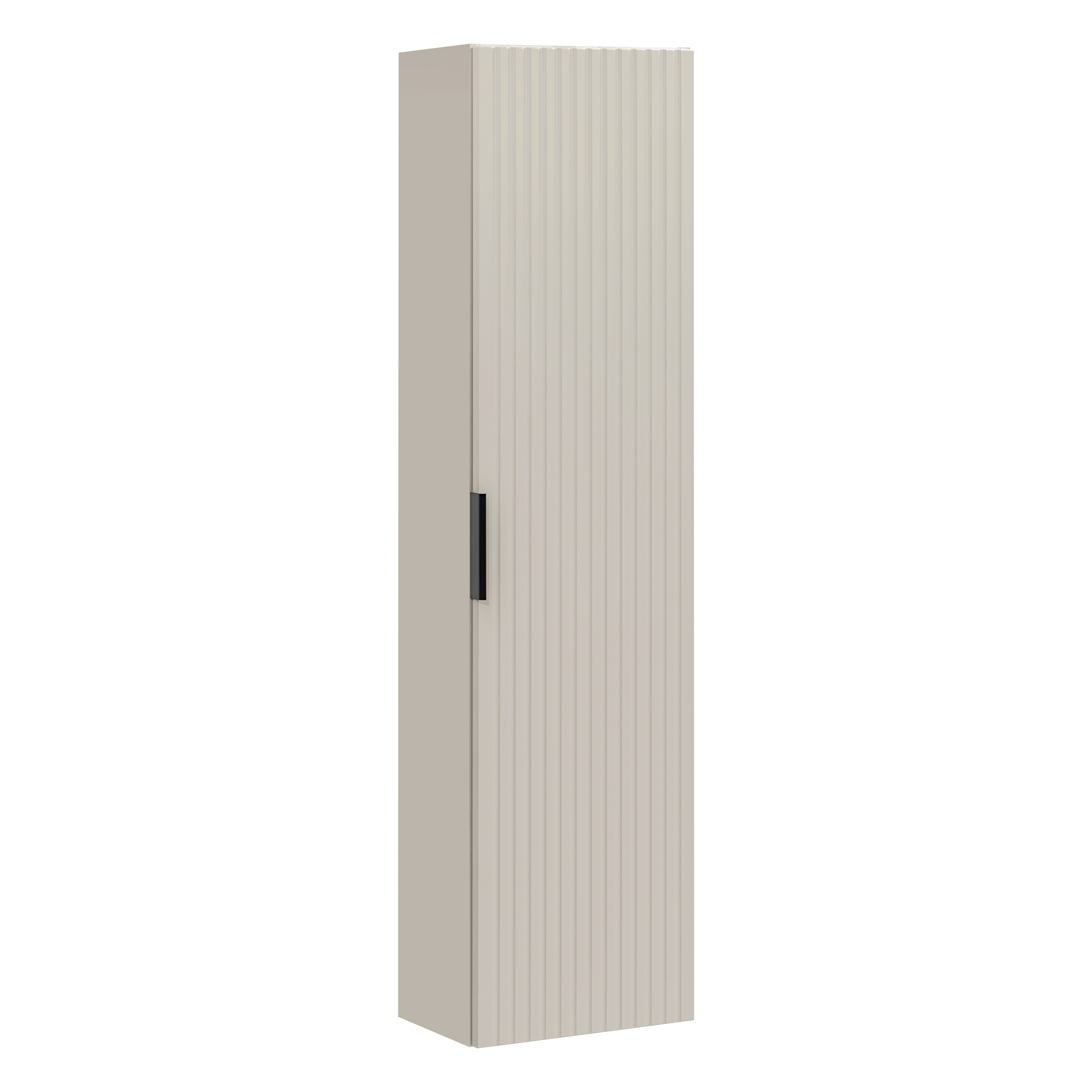 XMEBLAZSZKCM00701201_00-2.jpg Tall Wall-Mounted Bathroom Cabinet ADEN – Cashmere – Grooved Fronts – 35 x 140 x 25 cm - Image 1