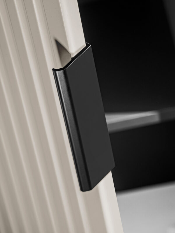 Tall Wall-Mounted Bathroom Cabinet ADEN – Cashmere – Grooved Fronts – 35 x 140 x 25 cm - Image 6