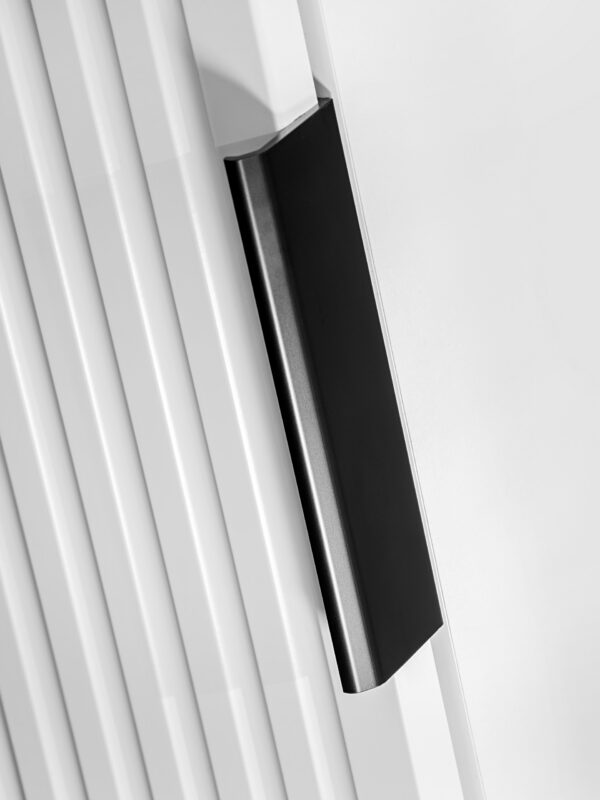 Tall Wall-Mounted Bathroom Cabinet ADEN – White – Grooved Fronts – 35 x 140 x 25 cm - Image 7