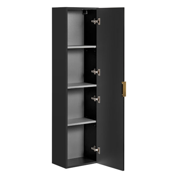 Tall Wall-Mounted Bathroom Cabinet ADEN – Black – Grooved Fronts – 35 x 140 x 25 cm - Image 3