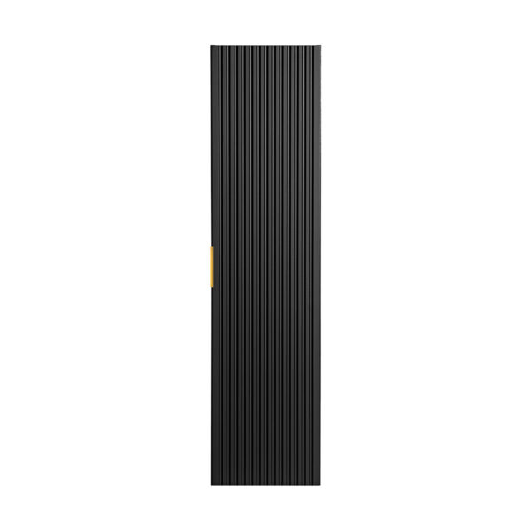 Tall Wall-Mounted Bathroom Cabinet ADEN – Black – Grooved Fronts – 35 x 140 x 25 cm - Image 6