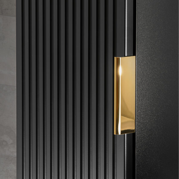 Tall Wall-Mounted Bathroom Cabinet ADEN – Black – Grooved Fronts – 35 x 140 x 25 cm - Image 7