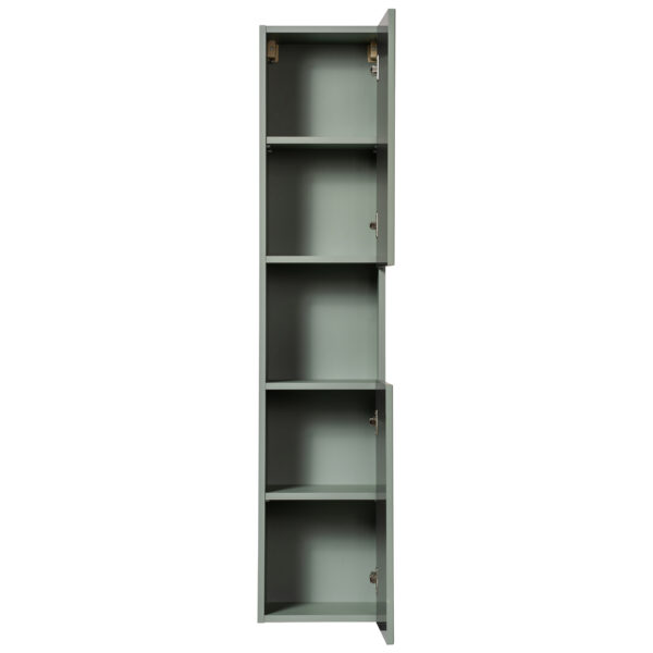 Tall Wall-Mounted Bathroom Cabinet NALVIK – Green – 2 Doors – Grooved Fronts – 30 x 140 x 25 cm - Image 7