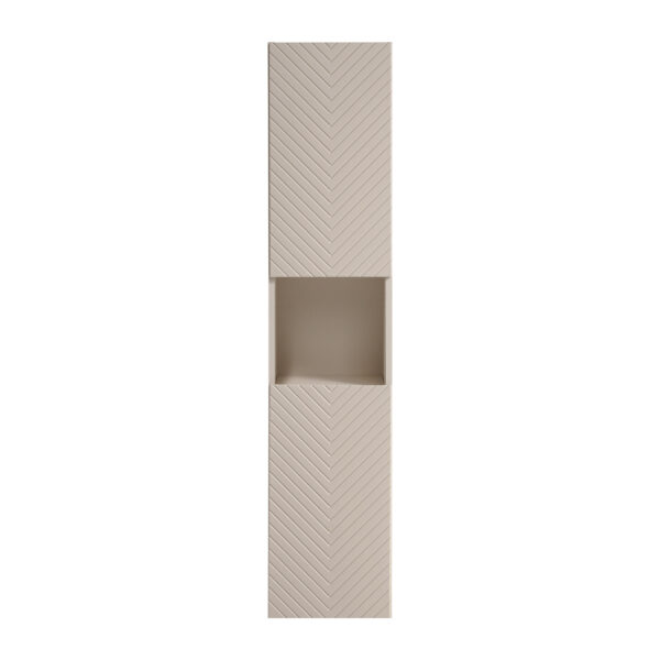 Tall Wall-Mounted Bathroom Cabinet NALVIK – Cashmere – 2 Doors – Grooved Fronts – 30 x 140 x 25 cm - Image 3