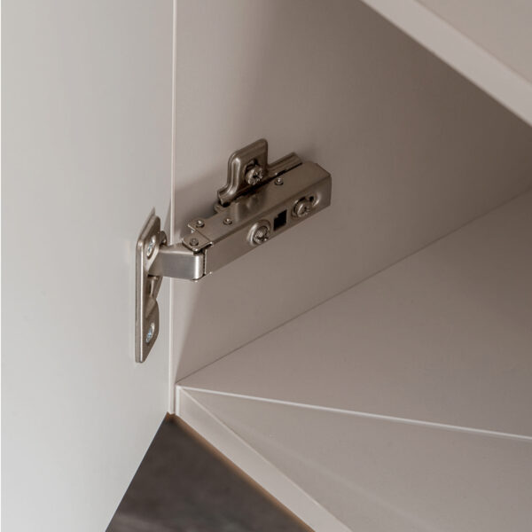 Tall Wall-Mounted Bathroom Cabinet NALVIK – Cashmere – 2 Doors – Grooved Fronts – 30 x 140 x 25 cm - Image 5