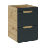 Wall-Mounted Vanity Unit ARVIDA – Oak Finish – Grey Front – 2 Drawers – 40 x 59 x 41 cm