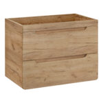 Wall-Mounted Vanity Unit ARVIDA – Oak Finish – 2 Drawers – 80 x 59 x 46 cm