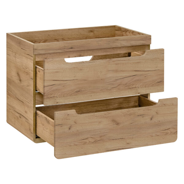 Wall-Mounted Vanity Unit ARVIDA – Oak Finish – 2 Drawers – 80 x 59 x 46 cm - Image 3