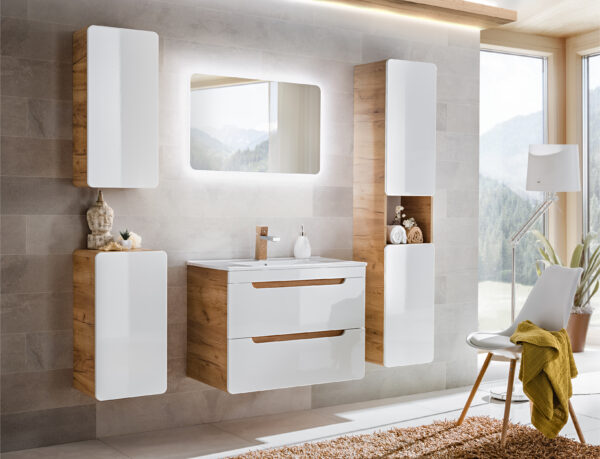 Wall-Mounted Vanity Unit ARVIDA – White – 2 Drawers – 80 x 59 x 46 cm - Image 4