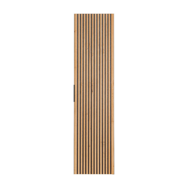 Tall Wall-Mounted Bathroom Cabinet TILO – Black Body – Grooved Wotan Oak Fronts – 35 x 140 x 25 cm - Image 5