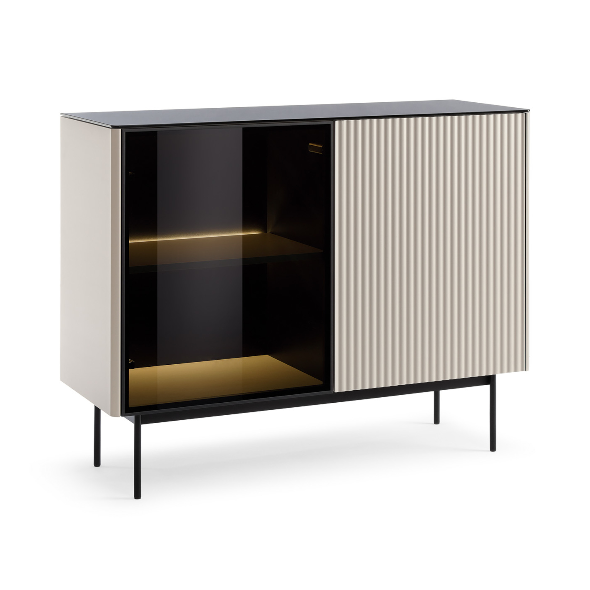 XMEBSKRKOMPI05301103_00-2.jpg Olden Sideboard - Cashmere - Glass Front - 107 x 84 x 39 cm - Image 1