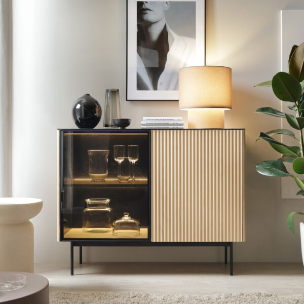 Olden Sideboard - Vicenza Oak - Glass Front - 107 x 84 x 39 cm - Image 2