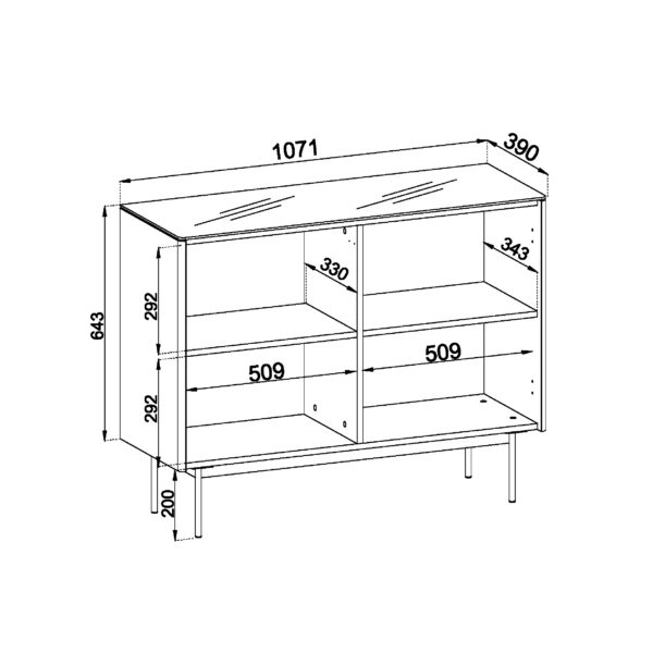 Olden Sideboard - Vicenza Oak - Glass Front - 107 x 84 x 39 cm - Image 3