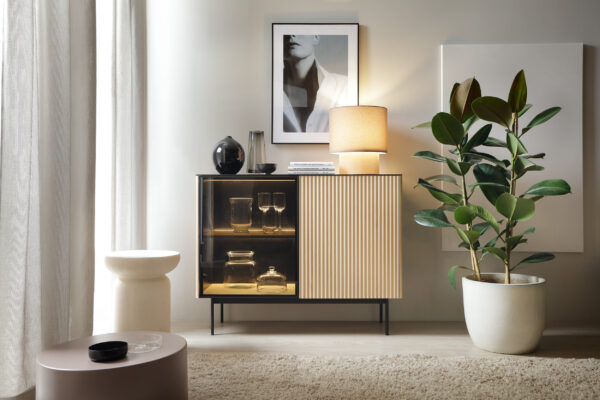 Olden Sideboard - Vicenza Oak - Glass Front - 107 x 84 x 39 cm - Image 5
