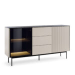 Olden Sideboard - Cashmere - Glass Front - 3 Drawers - 157 x 84 x 39 cm