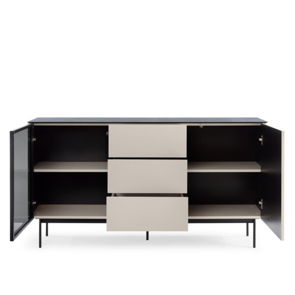 Olden Sideboard - Cashmere - Glass Front - 3 Drawers - 157 x 84 x 39 cm - Image 4