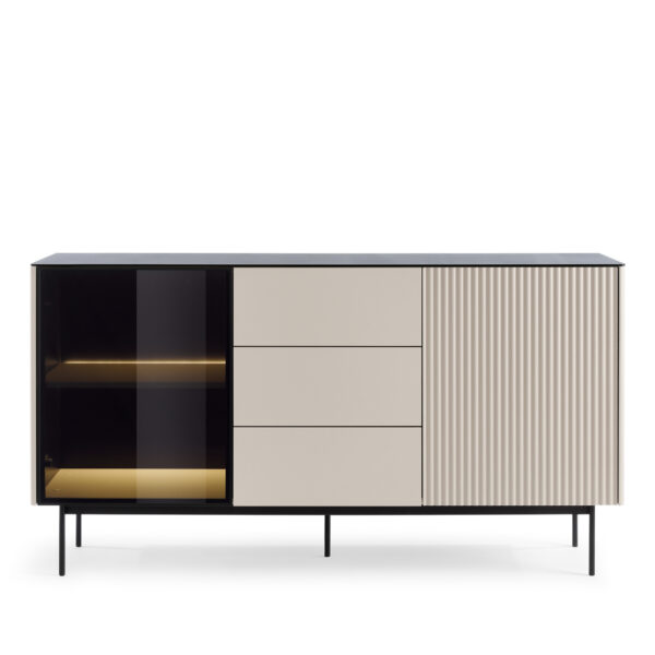 Olden Sideboard - Cashmere - Glass Front - 3 Drawers - 157 x 84 x 39 cm - Image 7