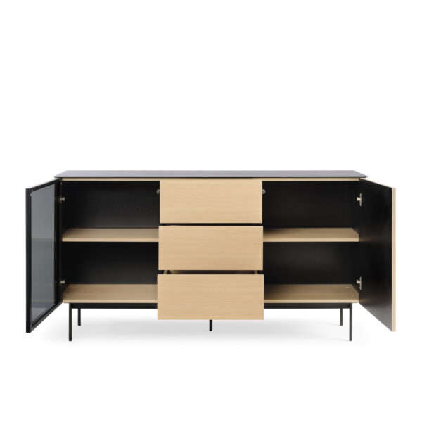 Olden Sideboard - Vicenza Oak - Glass Front - 3 Drawers - 157 x 84 x 39 cm - Image 4