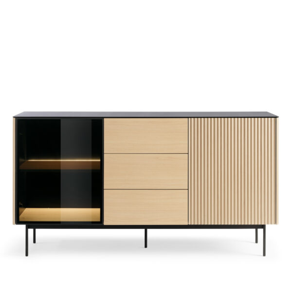 Olden Sideboard - Vicenza Oak - Glass Front - 3 Drawers - 157 x 84 x 39 cm - Image 6