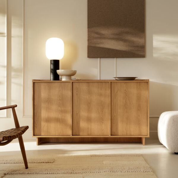 Yarker Sideboard - Caramel Oak - 3 Doors - 147 x 82 x 39 cm - Image 2