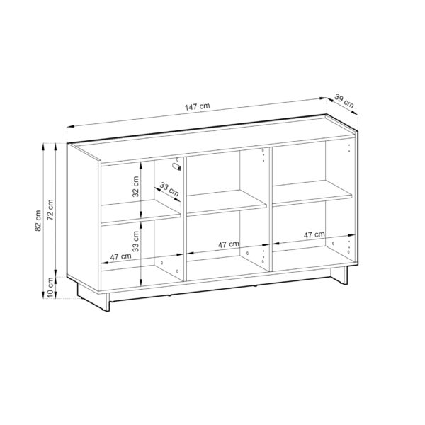 Yarker Sideboard - Caramel Oak - 3 Doors - 147 x 82 x 39 cm - Image 3