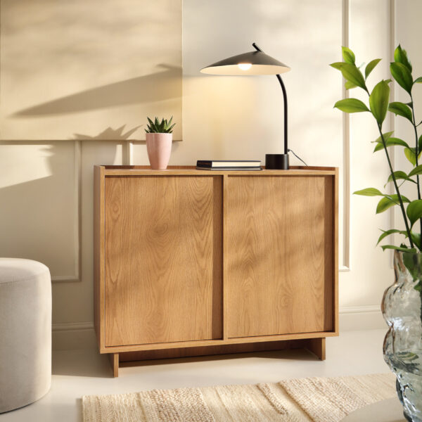 Yarker Sideboard - Caramel Oak - 2 Doors - 98 x 82 x 39 cm - Image 2