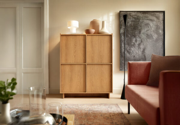 Yarker Sideboard - Caramel Oak - 4 Doors - 98 x 124 x 39 cm - Image 5