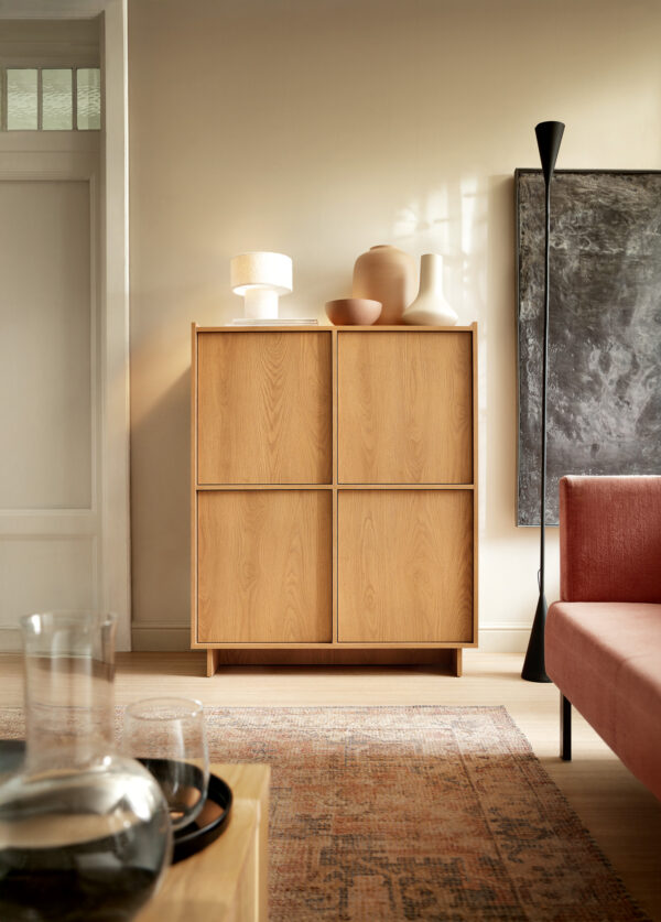 Yarker Sideboard - Caramel Oak - 4 Doors - 98 x 124 x 39 cm - Image 6