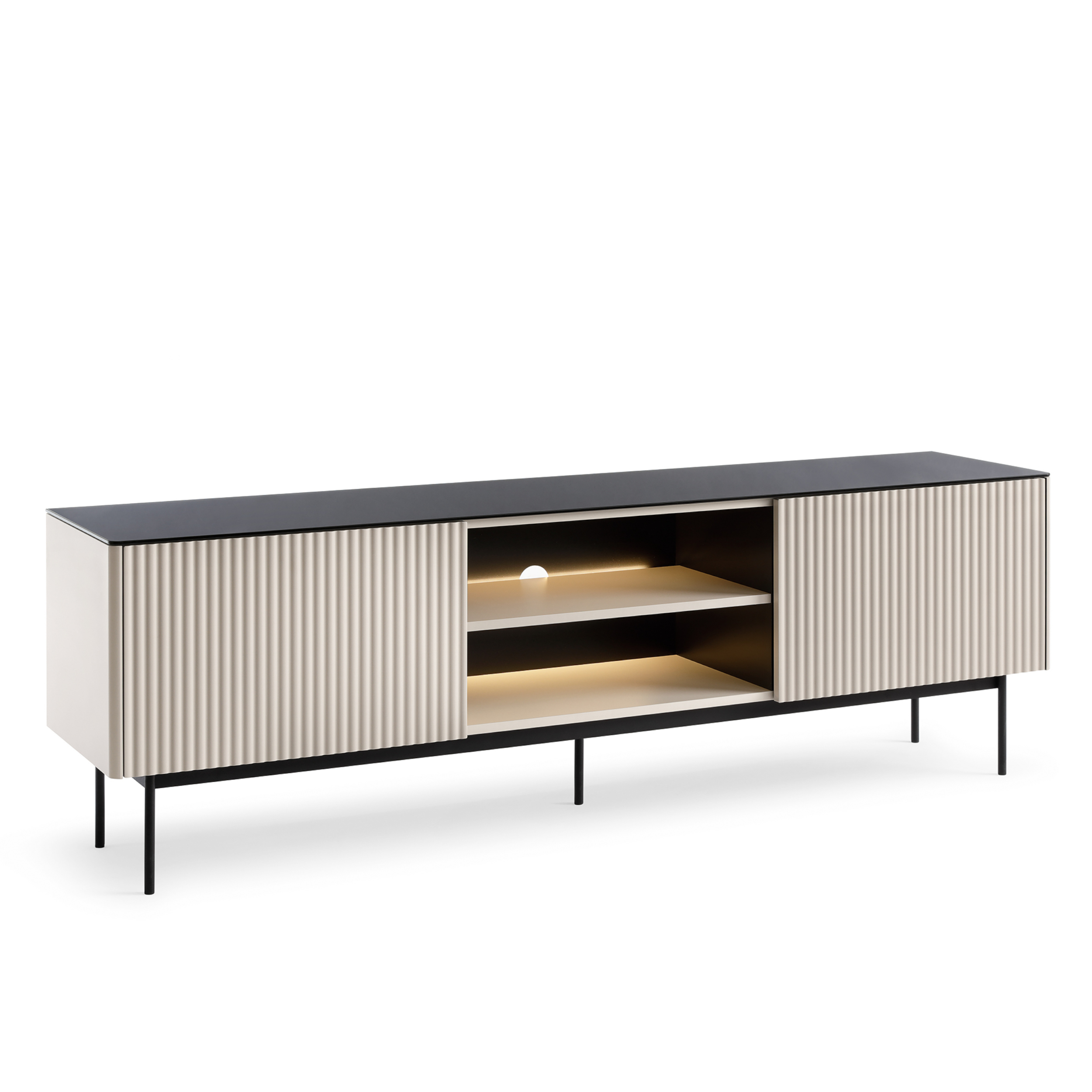 XMEBSKRRTVPI02601103_00-2.jpg Olden TV Cabinet - Cashmere - Glass Top - 180 x 52 x 39 cm - Image 1