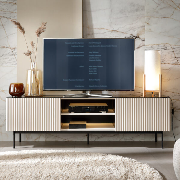 Olden TV Cabinet - Cashmere - Glass Top - 180 x 52 x 39 cm - Image 2
