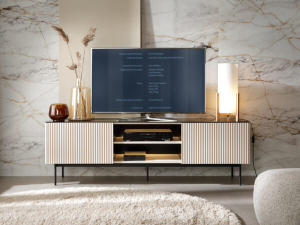 Olden TV Cabinet - Cashmere - Glass Top - 180 x 52 x 39 cm - Image 6