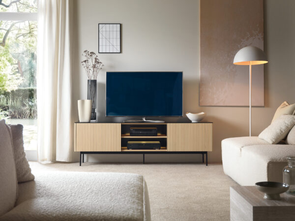 Olden TV Cabinet - Vicenza Oak - Glass Top - 180 x 52 x 39 cm - Image 5
